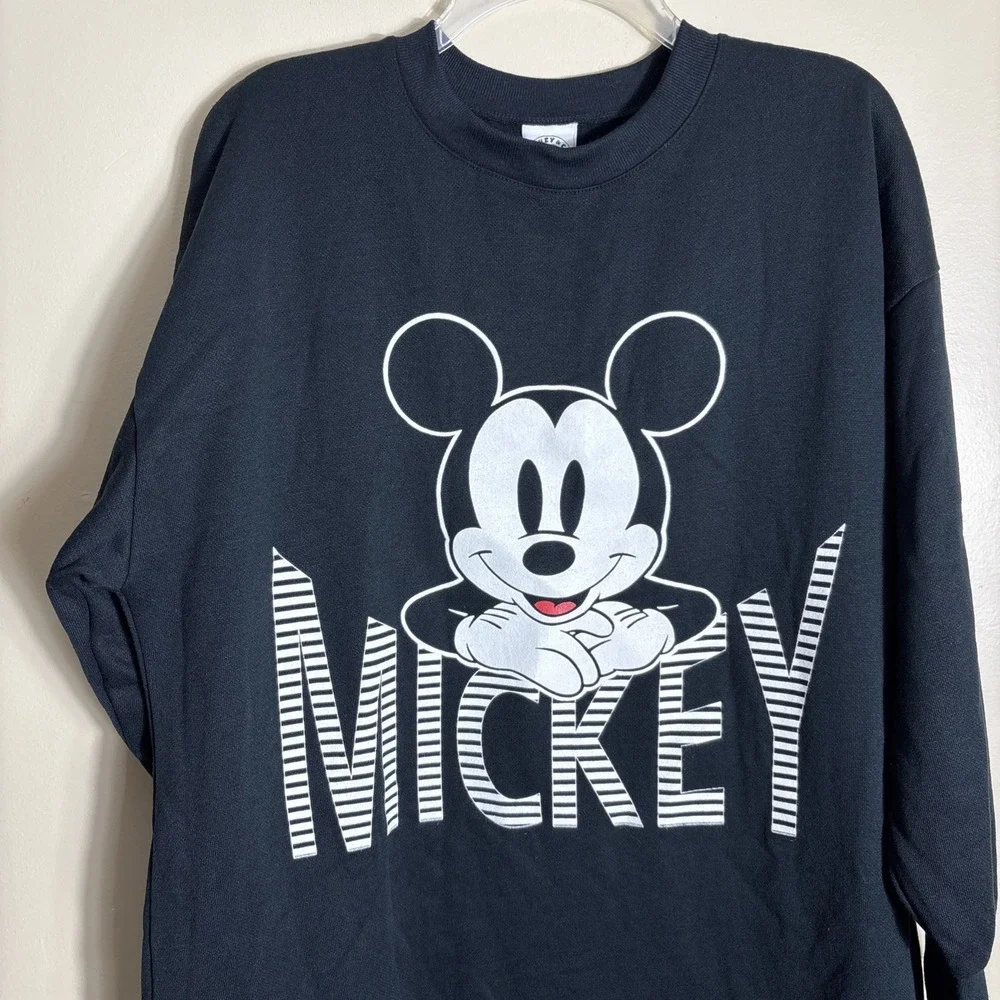 Disney Mickey Mouse Logo Acrylic Long Sleeve Sleep Shirt Women's Size Large NWT